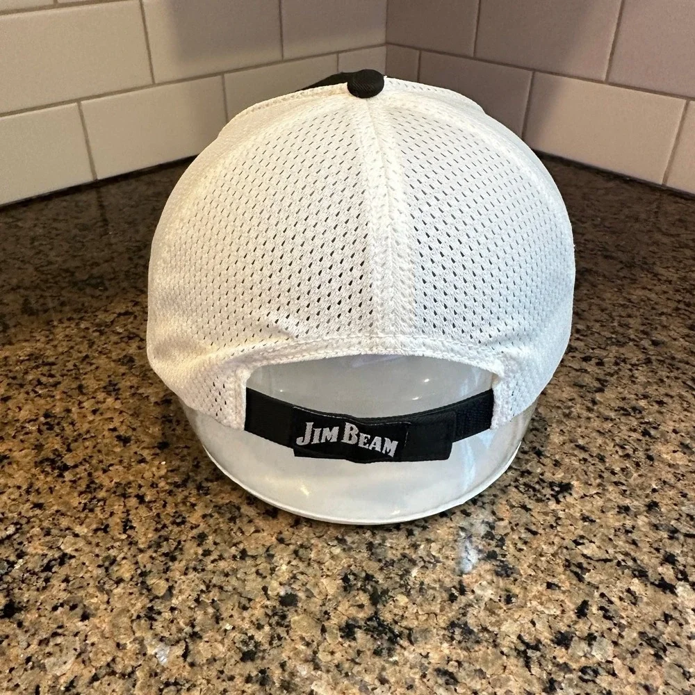 Jim‎ Beam Hat Trucker Baseball Cap Adjustable Black White Mesh Bourbon Whiskey